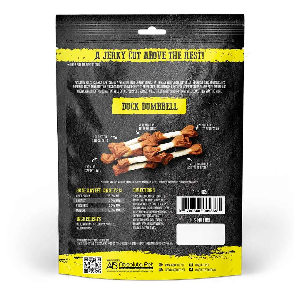 20% OFF: Absolute Holistic Duck Dumbbell Grain Free Dog Treat 100g