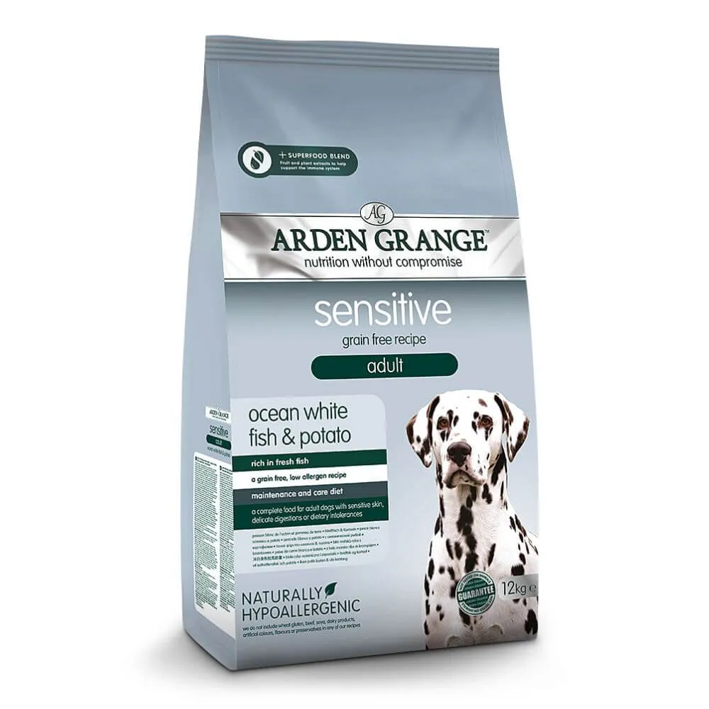 Arden Grange Sensitive Adult Dog Food Ocean White Fish & Potato 12kg