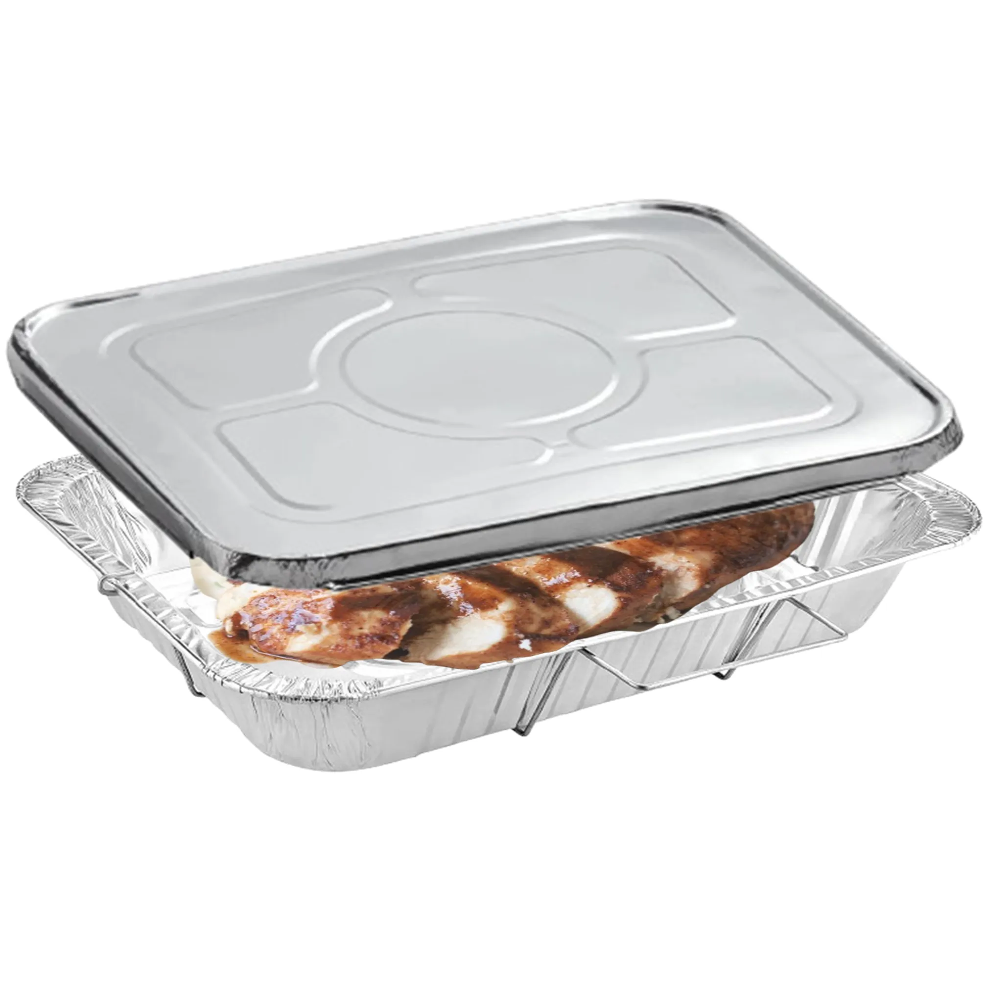 Disposable Aluminum 20.75X12.75X3 inches Full Size Pans with  Handle Rack With Lids