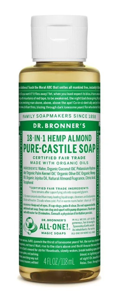 Dr. Bronner's Pure Castile Liquid Soap-Almond 4 oz Liquid