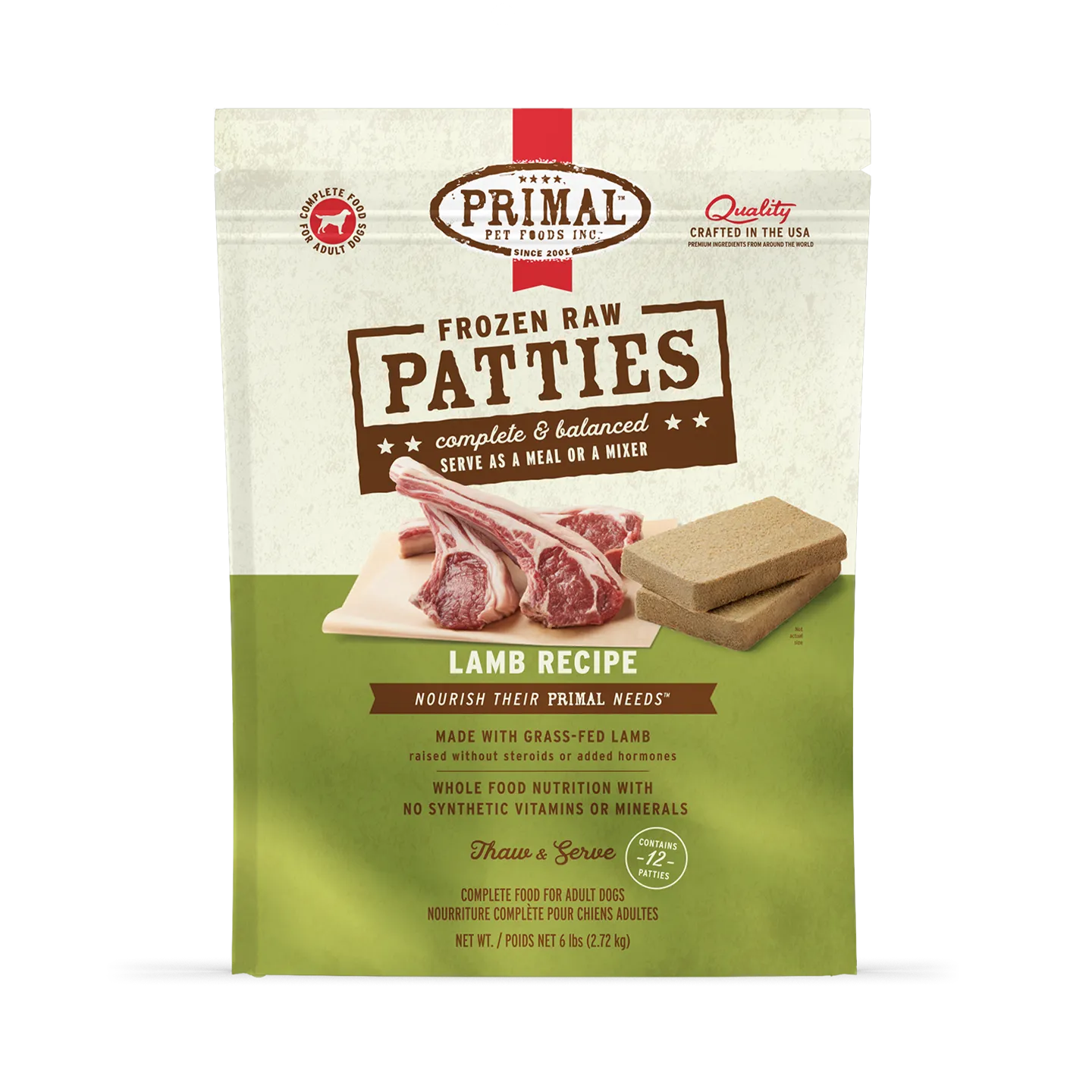 Frozen Raw Patties Dog Food <br> Lamb Recipe