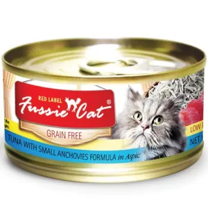 Fussie Cat Red Label Tuna With Small Anchovies In Aspic Canned Cat Food 80g