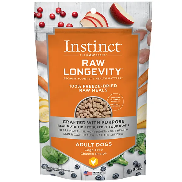 Instinct Dog Food Raw Longevity Freeze Dried Chicken Recipe  9.5oz