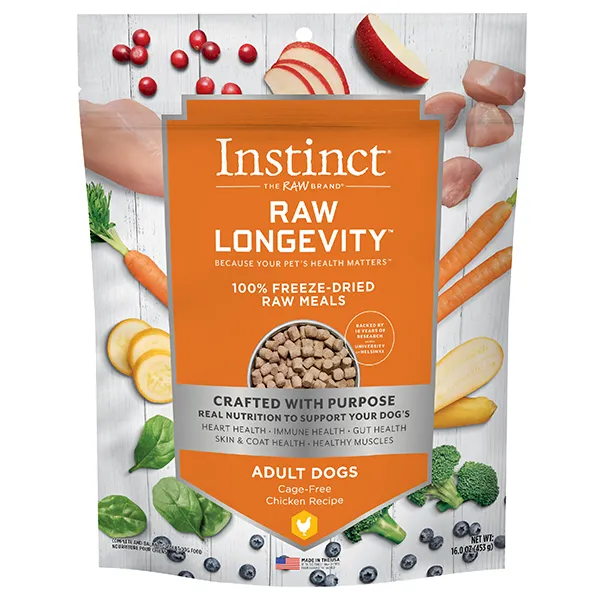 Instinct Dog Food Raw Longevity Freeze Dried Chicken Recipe  9.5oz