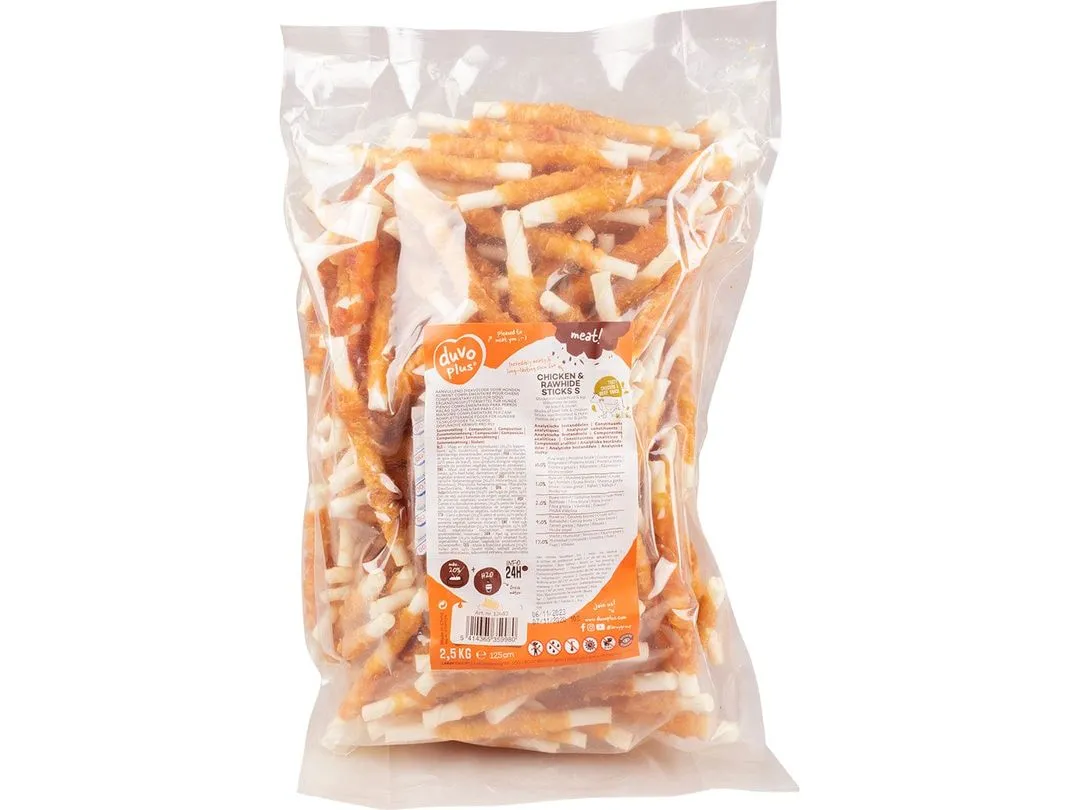 meat! Chicken & rawhide sticks small 12,5cm - 400g - ± 34st