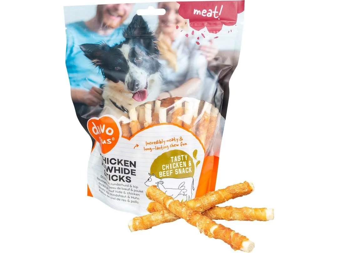 meat! Chicken & rawhide sticks small 12,5cm - 400g - ± 34st