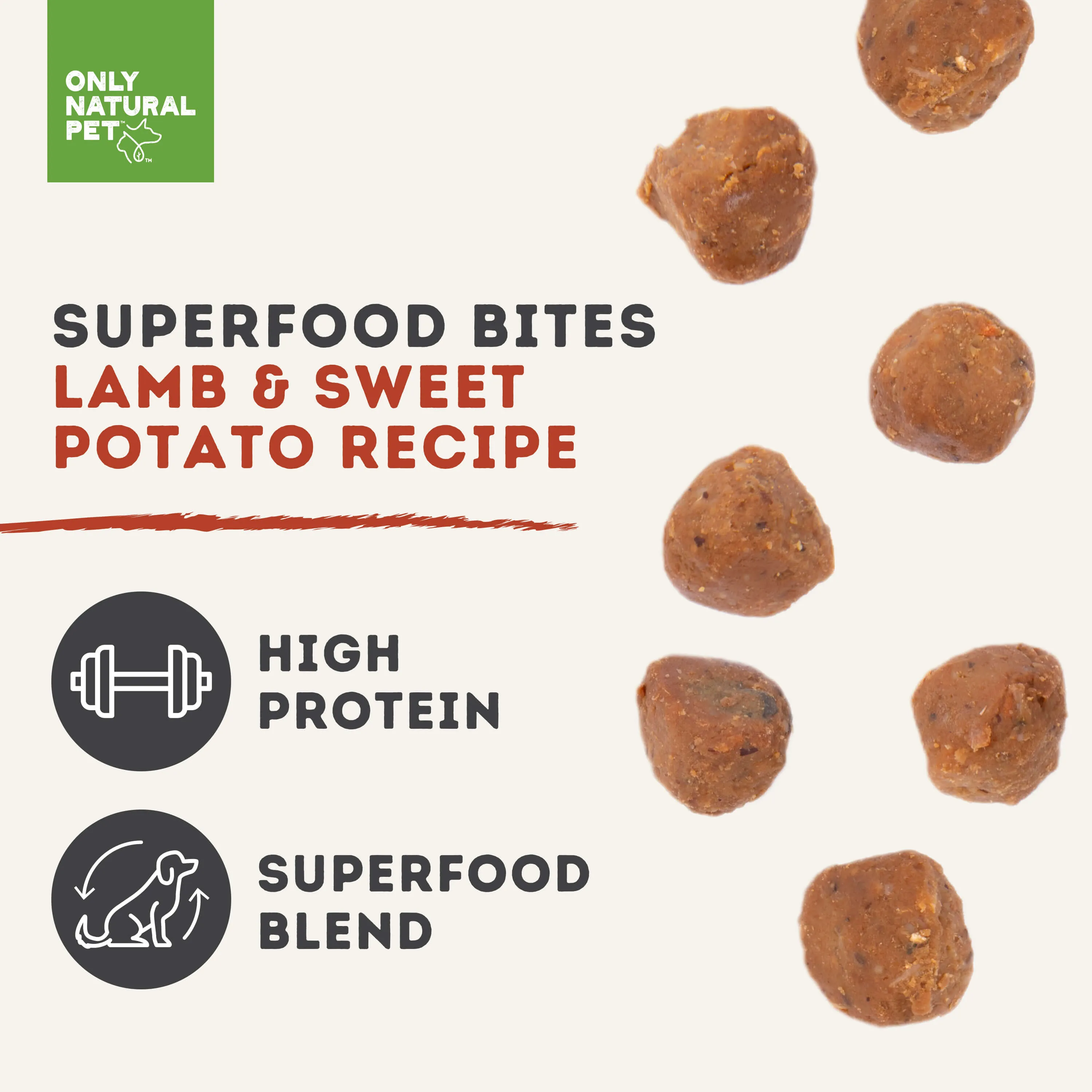 Only Natural Pet Superfood Bites Lamb & Sweet Potato Recipe Dog Food Meal Topper