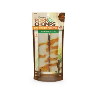 Pork Chomps 8 Baked Pork Skin Rolls with Real Chicken wrap, 2 count Dog Chews