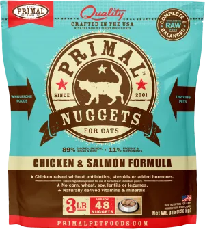 Primal Raw Frozen Nuggets Chicken & Salmon Formula For Cats